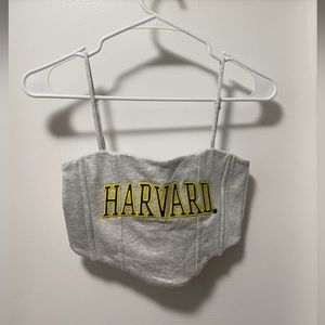 Zara x Harvard Embroidered Lightly Boned Corset Tank Top